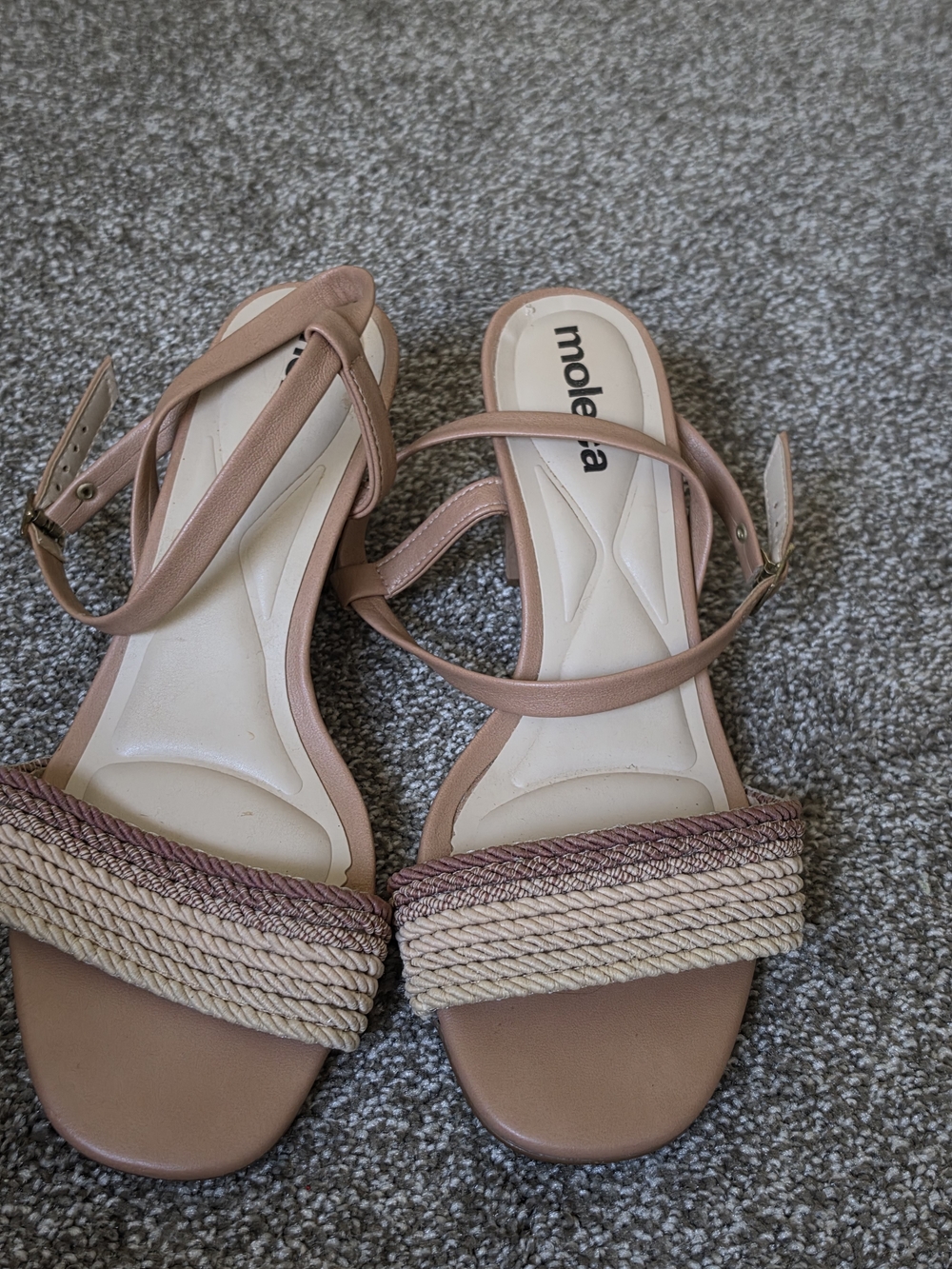 Moleca Pink-Tan Braided Espadrille Sandals